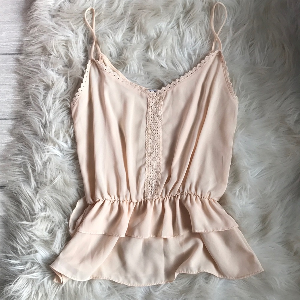 White/Cream Tobi Tank with Peplum hem